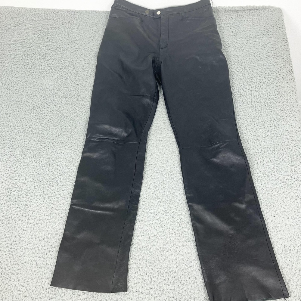 Wilsons Leather Pants Womens 12 Black Leather Straight Leg Biker Y2k